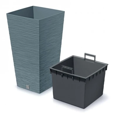 SCANDINAVIAN BLUE PLASTIC PLANTER FURU SQUARE 20X20X38 CM