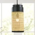DECO NATURAL RATTAN CEILING LIGHT W BLACK METAL STAND D18x40CM