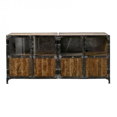 WOODEN DRAWER CABINET WITH GLASS 202x40x102CM