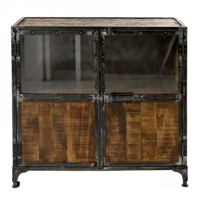 WOODEN DRAWER CABINET WITH GLASS 102x40x103CM