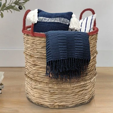 WILLOW BASKET WΙΤΗ RED HANDLES D41x46CM
