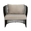 METAL BLACK ARMCHAIR WITH WHITE PILLOW 74Χ67Χ65CM.