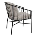 METAL BLACK ARMCHAIR WITH WHITE PILLOWS 68Χ62Χ77CM.