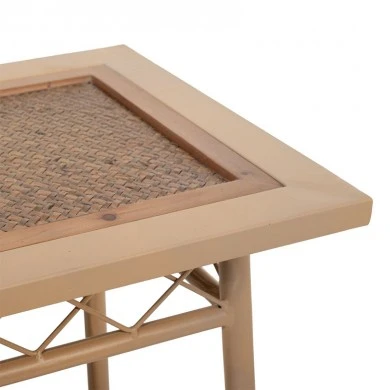 METALLIC CREM CONSOLE W WOODEN SURFACE 120x35x75CM