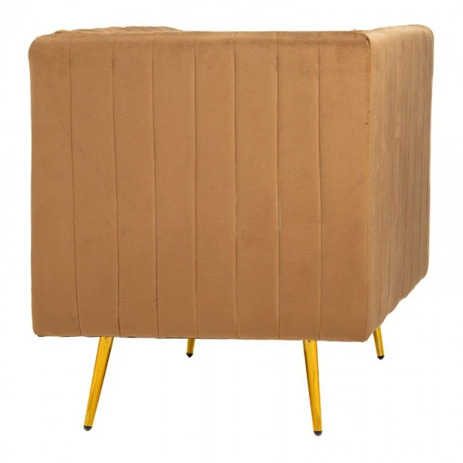 BROWN VELVET ARMCHAIR 69x73x80CM W GOLD METAL LEGS (20CM)