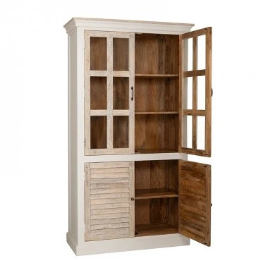 WOODEN DOUBLE DOOR BOOKCASE W GLASS 110x45x200CM