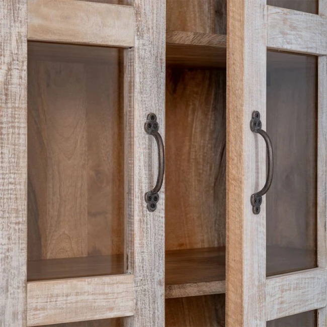 WOODEN DOUBLE DOOR BOOKCASE W GLASS 110x45x200CM