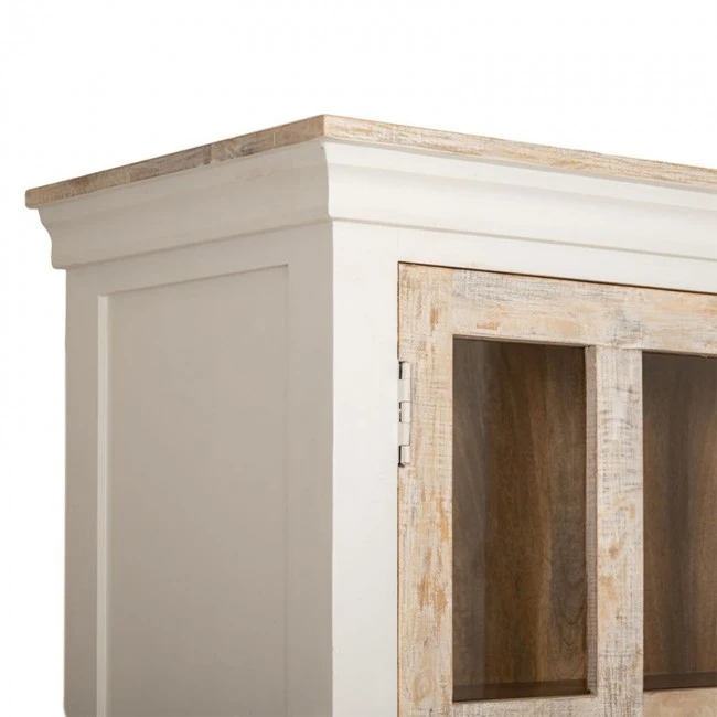 WOODEN DOUBLE DOOR BOOKCASE W GLASS 110x45x200CM