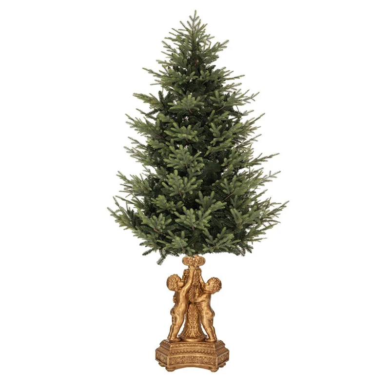 XMAS GOLD RESIN CHILDREN STANDING ON A TREE 86X72X130CM