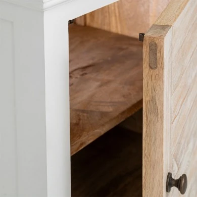 WHITE VINTAGE WOODEN BEDSIDE TABLE 58X35X71CM