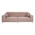 DUSTY PINK THREE-SEATER SOFA 236X86X85CM W SILVER METAL LEGS KD