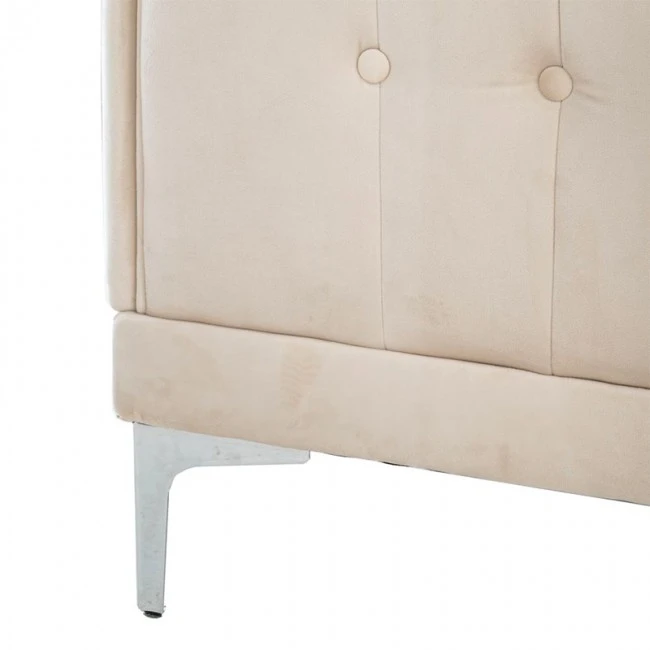 ΚΡΕΜ ΒΕΛΟΥΔΙΝΟΣ 2ΘΕΣΙΟΣ ΚΑΝΑΠΕΣ ΜΕ ΑΣΗΜΙ ΜΕΤΑΛΛΙΚΑ ΠΟΔΙΑ 180Χ86Χ85ΕΚ LEGS KD