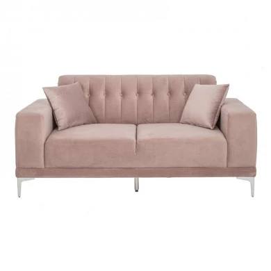 DUSTY PINK TWO-SEATER SOFA 181X86X85CM W SILVER METAL LEGS KD