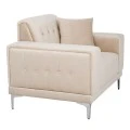 CREAM VELVET ARMCHAIR 114Χ86Χ85CM W SILVER METAL LEGS KD
