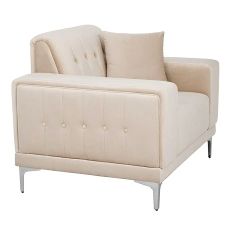 CREAM VELVET ARMCHAIR 114Χ86Χ85CM W SILVER METAL LEGS KD