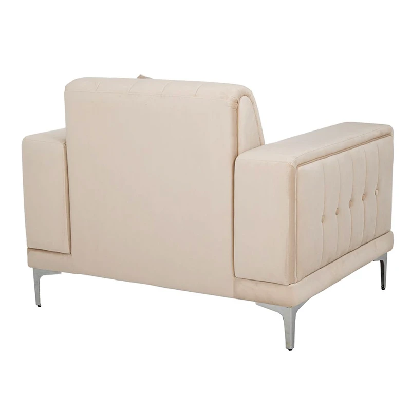 CREAM VELVET ARMCHAIR 114Χ86Χ85CM W SILVER METAL LEGS KD