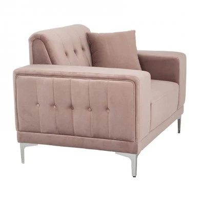 DUSTY PINK VELVET ARMCHAIR 114X86X85CM W SILVER METAL LEGS KD