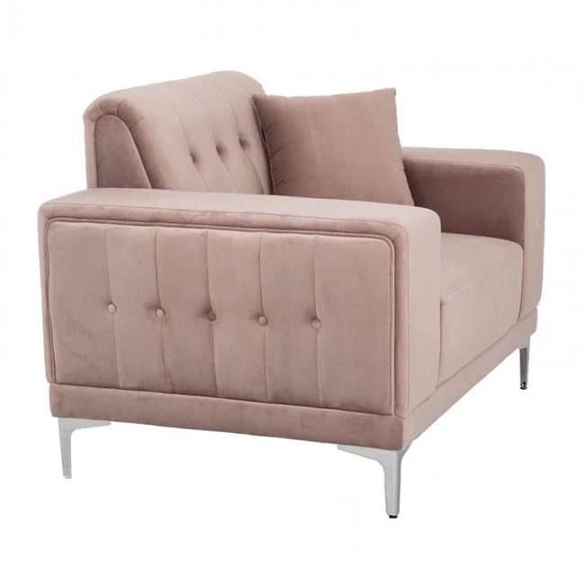 DUSTY PINK VELVET ARMCHAIR 114X86X85CM W SILVER METAL LEGS KD