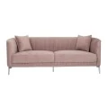 DUSTY PINK THREE-SEATER SOFA 220X96X73CM W SILVER METAL LEGS KD