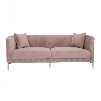 DUSTY PINK THREE-SEATER SOFA 220X96X73CM W SILVER METAL LEGS KD