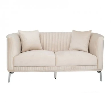 CREAM VELEVT TWO-SEATER SOFA 170X96X73CM W SILVER METAL LEGS KD