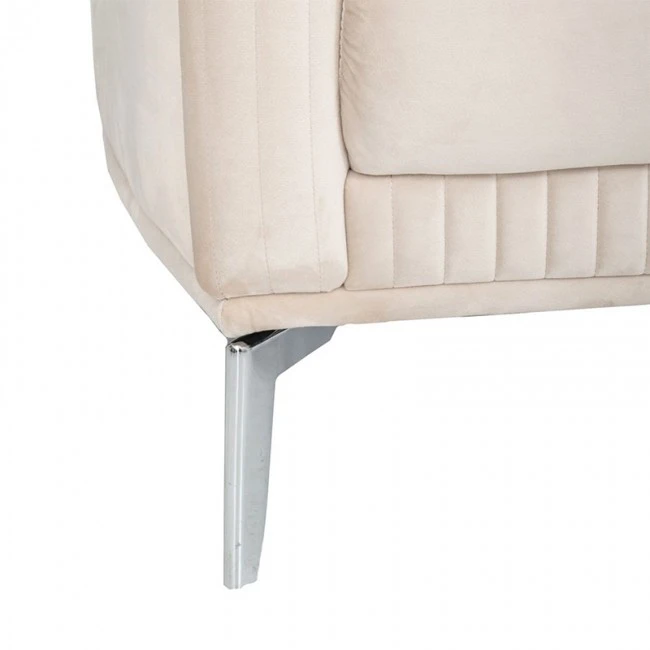 ΚΡΕΜ ΒΕΛΟΥΔΙΝΟΣ 2ΘΕΣΙΟΣ ΚΑΝΑΠΕΣ ΜΕ ΑΣΗΜΙ ΜΕΤΑΛΛΙΚΑ ΠΟΔΙΑ 170Χ96Χ73ΕΚ LEGS KD