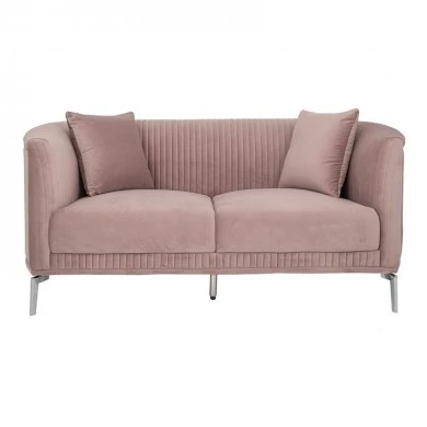 DUSTY PINK VELVET TWO-SEATER SOFA 170X96X73CM W SILVER METAL LEGS KD