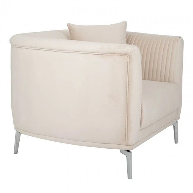 CREAM VELVET ARMCHAIR 106X96X73CM W SILVER METAL LEGS KD