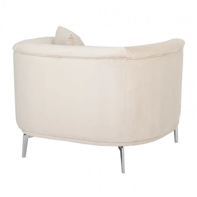 CREAM VELVET ARMCHAIR 106X96X73CM W SILVER METAL LEGS KD