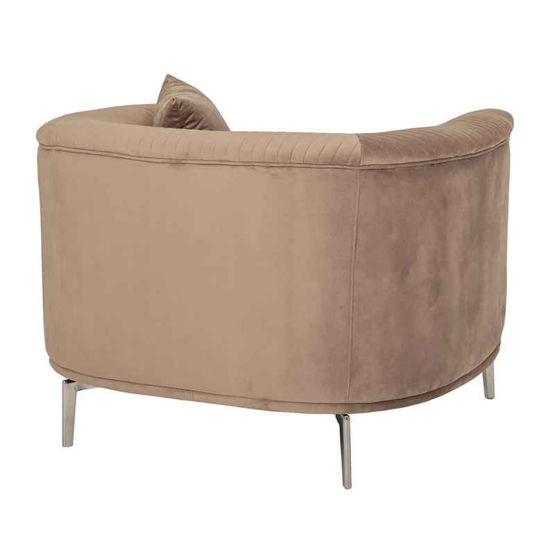 BROWN VELVET ARMCHAIR 106X96X73CM W SILVER METAL LEGS KD