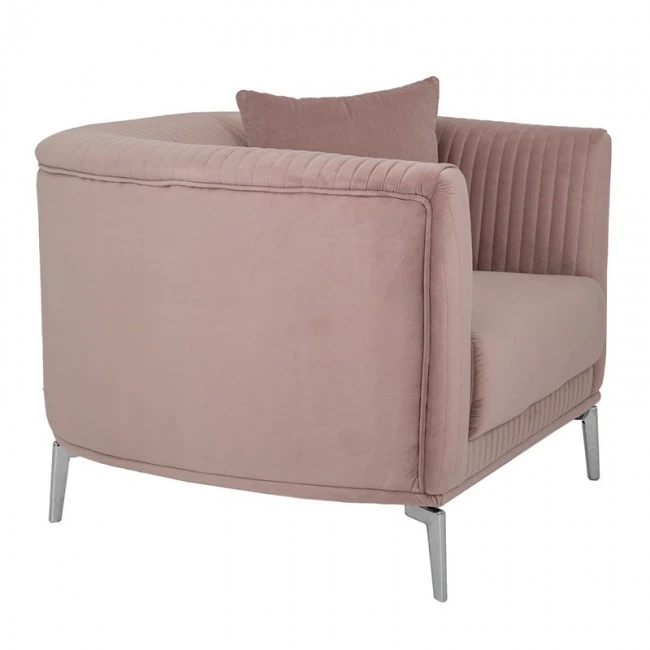 DUSTY PINK VELVET ARMCHAIR 106X96X73CM W SILVER METAL LEGS KD
