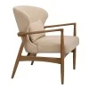 NATURAL OAK WOOD ARMCHAIR WITH CREAM CUSHION 71X73X83,5CM