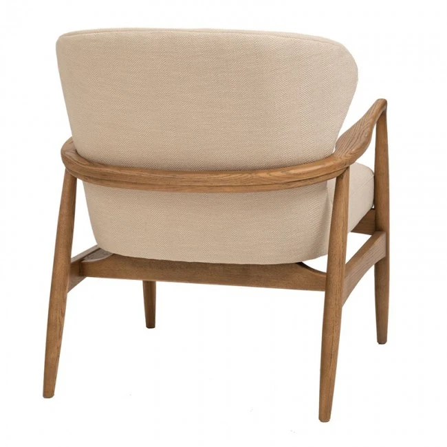NATURAL OAK WOOD ARMCHAIR WITH CREAM CUSHION 71X73X83,5CM
