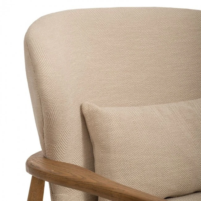 NATURAL OAK WOOD ARMCHAIR WITH CREAM CUSHION 71X73X83,5CM