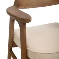 NATURAL OAK WOOD ARMCHAIR WITH LIGHT GREY CUSHION 64X56X73CM