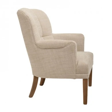 BEIGE FABRIC ARMCHAIR WITH WOODEN OAK LEGS 67,5X73X91,5CM