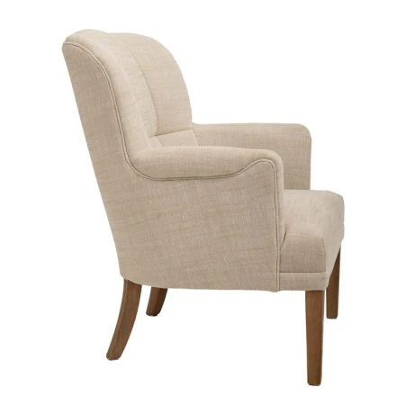 BEIGE FABRIC ARMCHAIR WITH WOODEN OAK LEGS 67,5X73X91,5CM