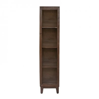 WOODEN GLASS CABINET DARK BROWN 40X40X180CM