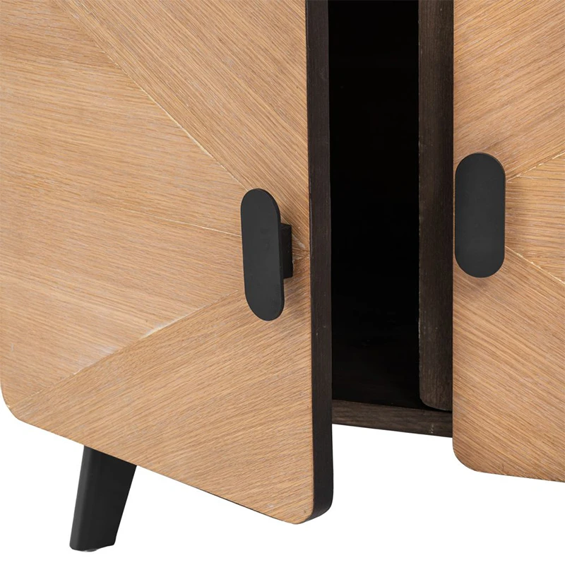 WOODEN TV CABINET WITH BLACK METAL LEGS 150X40,5X59CM