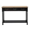 BLACK WOODEN CONSOLE TABLE WITH WOODEN TOP 120X33X82CM