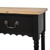 BLACK WOODEN CONSOLE TABLE WITH WOODEN TOP 120X33X82CM