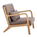 WOODEN ARMCHAIR WITH GREY REMOVABLE CUSHION 66X87X74CM