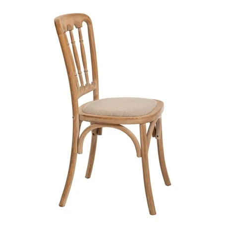 WOODEN OLD STYLE CHAIR WITH BEIGE FABRIC 45X46X92CM