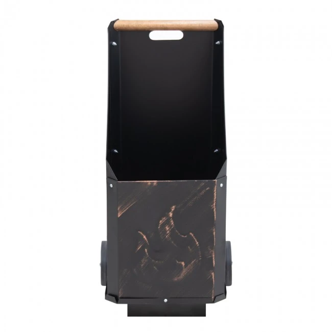 Wood trolley No3 metal in black color with bronze details 38x38x91cm