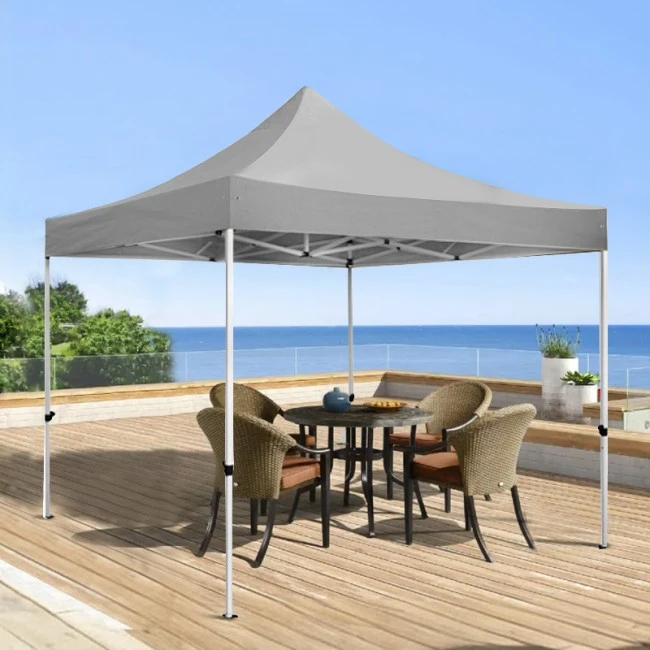 Kiosk with metal frame and waterproof fabric in grey color 3x3m