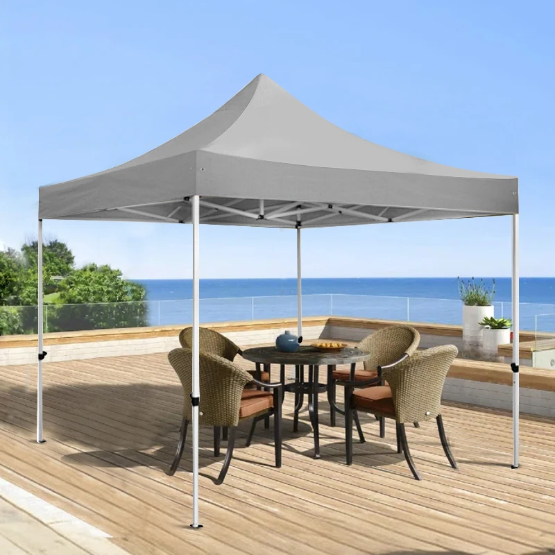 Kiosk with metal frame and waterproof fabric in grey color 3x3m