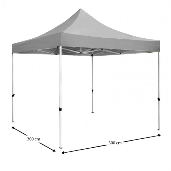 Kiosk with metal frame and waterproof fabric in grey color 3x3m