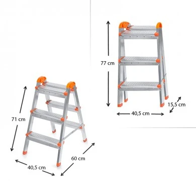 Double Step Perilla metal ladder 3+3 steps 71cm.