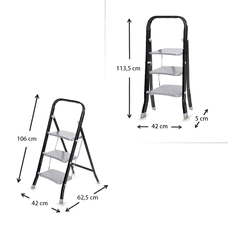 Class Perilla metallic 3 steps stepladder 69cm.