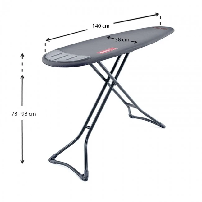 Nano Perilla metallic ironing board in anthracite color 140x38x98cm.